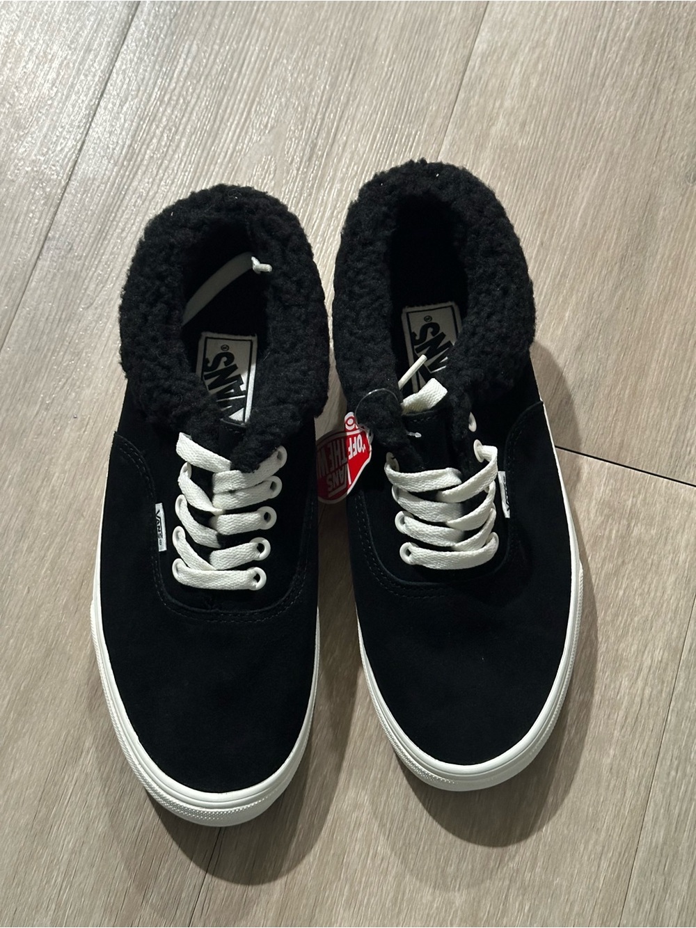 Vans Black Suede Low-Top Sneakers with White Laces